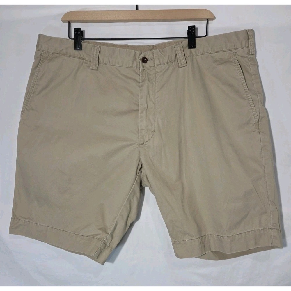 Polo Ralph Lauren Chino Shorts Mens 40 Tan 9" Inseam Pima Cotton Flat Front Prep